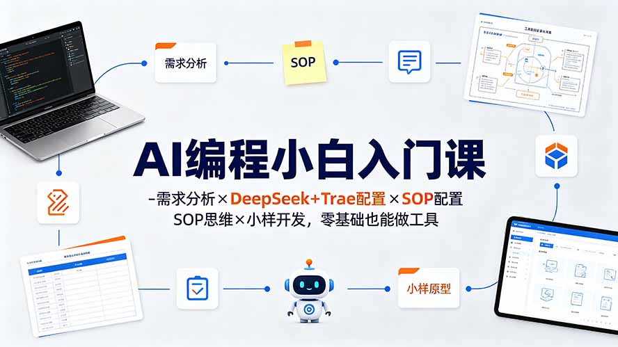 (19539期)AI编程小白入门课-需求分析×DeepSeek+Trae配置×SOP思维×小样开发,零基础也能做工具网创吧-网创项目资源站-副业项目-创业项目-搞钱项目网创吧