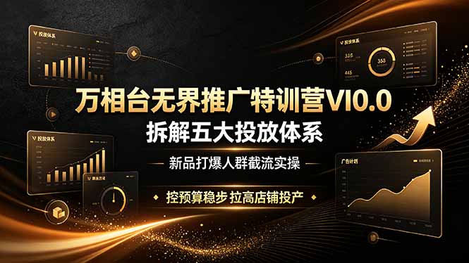 (19184期)万相台无界推广特训营VI0.0,拆解五大投放体系,新品打爆人群截流实操,控预算稳步拉高店铺投产网创吧-网创项目资源站-副业项目-创业项目-搞钱项目网创吧