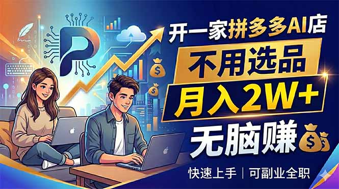 (18520期)开一家拼多多AI店,不用选品,月入2W+,无脑赚,可副业全职网创吧-网创项目资源站-副业项目-创业项目-搞钱项目网创吧
