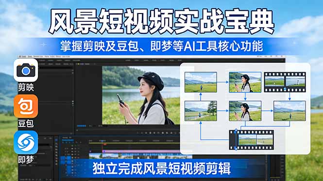 (17704期)风景短视频实战宝典:掌握剪映及豆包、即梦等AI工具的核心功能,独立完成风景短视频剪辑网创吧-网创项目资源站-副业项目-创业项目-搞钱项目网创吧