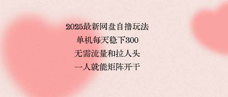（15831期）2025最新网盘自撸玩法，单机每天稳下3张，无需流量和拉人头，一个人就...网创吧-网创项目资源站-副业项目-创业项目-搞钱项目网创吧