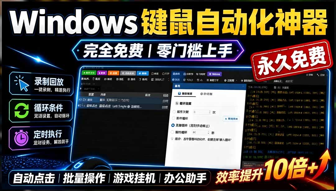 (19423期)专业Windows键鼠自动化工具,免费永久使用,告别重复操作,小白也能快速创建自动化脚本 点点精灵网创吧-网创项目资源站-副业项目-创业项目-搞钱项目网创吧