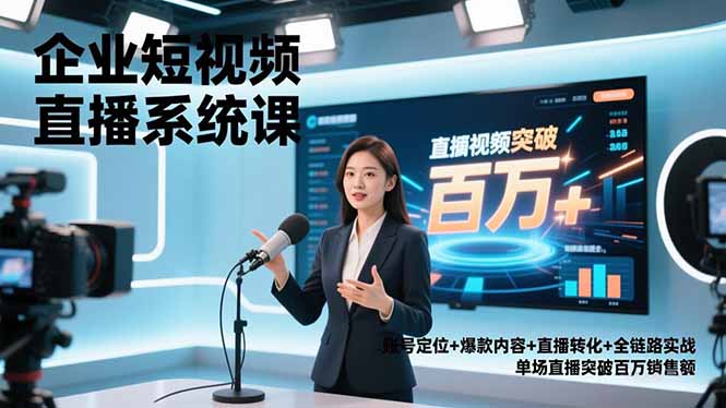 (16878期)企业短视频直播系统课,账号定位+爆款内容+直播转化+全链路实战,单场直播突破百万销售额网创吧-网创项目资源站-副业项目-创业项目-搞钱项目网创吧