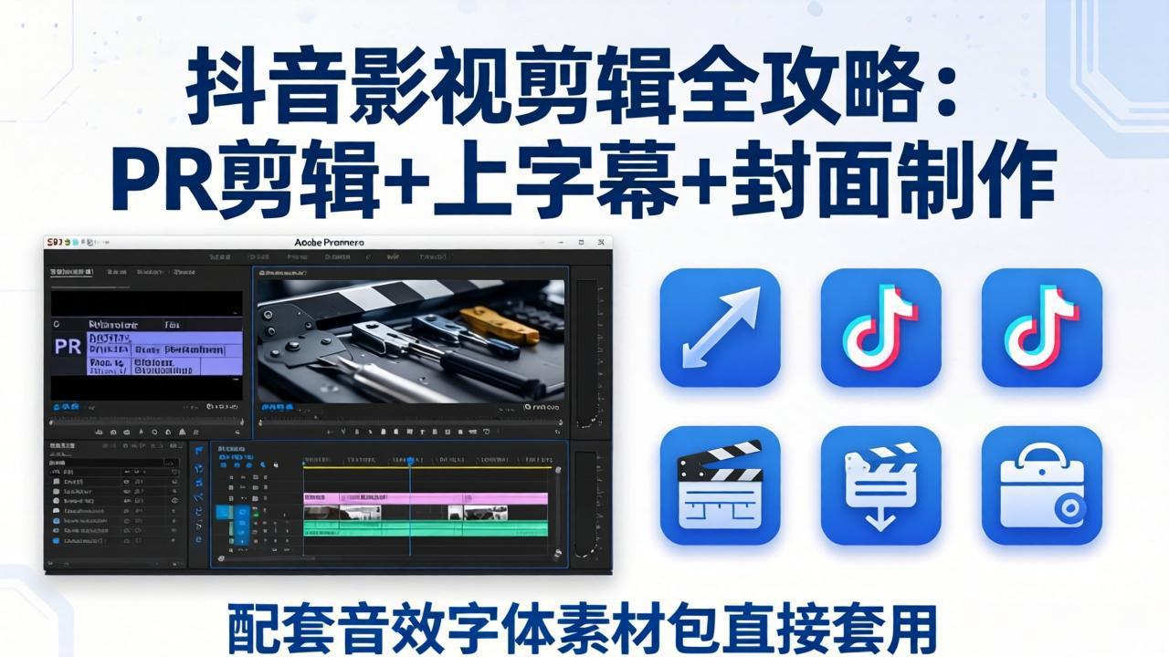 (17868期)抖音影视剪辑全攻略:PR剪辑+上字幕+封面制作,配套音效字体素材包直接套用网创吧-网创项目资源站-副业项目-创业项目-搞钱项目网创吧