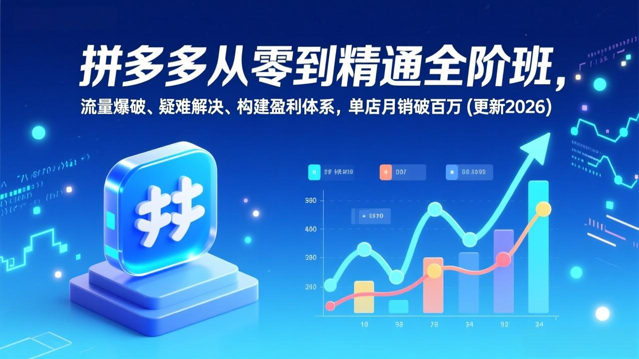 (17148期)拼多多从零到精通全阶班,流量爆破、疑难解决,构建盈利体系,单店月销破百万(更新2026)网创吧-网创项目资源站-副业项目-创业项目-搞钱项目网创吧