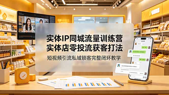 (18999期)实体IP同城流量训练营:实体店零投流获客打法,短视频引流私域锁客完整闭环教学网创吧-网创项目资源站-副业项目-创业项目-搞钱项目网创吧