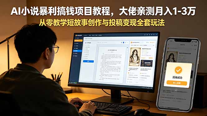 (18898期)AI小说暴利搞钱项目教程,大佬亲测月入1-3万,从零教学短故事创作与投稿变现全套玩法网创吧-网创项目资源站-副业项目-创业项目-搞钱项目网创吧