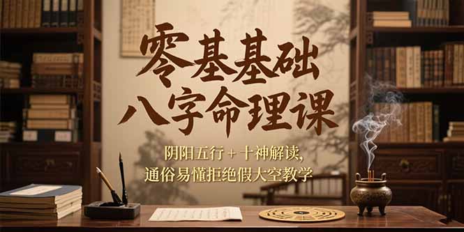 (15283期)零基础八字命理课,阴阳五行+十神解读,通俗易懂拒绝假大空教学网创吧-网创项目资源站-副业项目-创业项目-搞钱项目网创吧