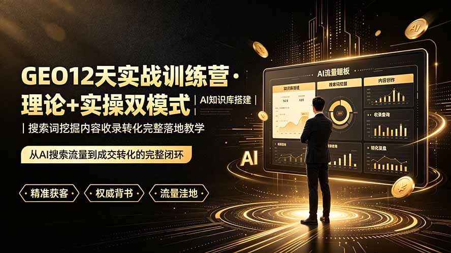 (19277期)GEO12天实战训练营·理论+实操双模式|AI知识库搭建|搜索词挖掘内容收录转化完整落地教学网创吧-网创项目资源站-副业项目-创业项目-搞钱项目网创吧