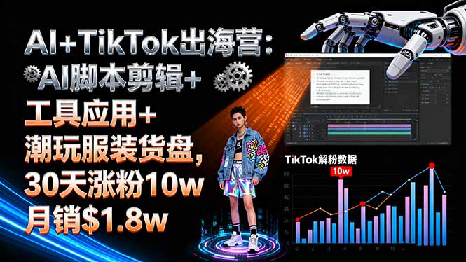 (16108期)AI+TikTok出海营:AI脚本剪辑+工具应用+潮玩服装货盘,30天涨粉10w月销$1.8w网创吧-网创项目资源站-副业项目-创业项目-搞钱项目网创吧