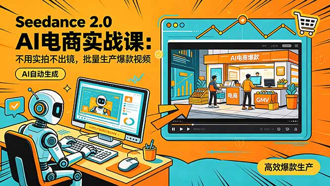 (18433期)Seedance 2.0 AI电商实战课:不用实拍不出镜,批量生产爆款视频打爆GMV网创吧-网创项目资源站-副业项目-创业项目-搞钱项目网创吧