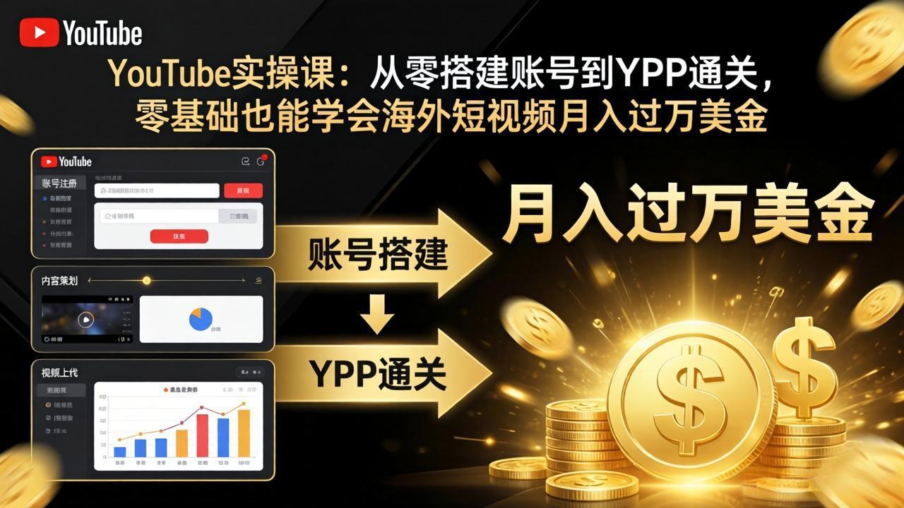 (17897期)YouTube实操课:从零搭建账号到YPP通关,零基础也能学会海外短视频月入过万美金网创吧-网创项目资源站-副业项目-创业项目-搞钱项目网创吧