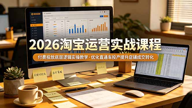 (19075期)2026 淘宝运营实战课程,付费投放底层逻辑实操教学,优化直通车投产提升店铺成交转化网创吧-网创项目资源站-副业项目-创业项目-搞钱项目网创吧