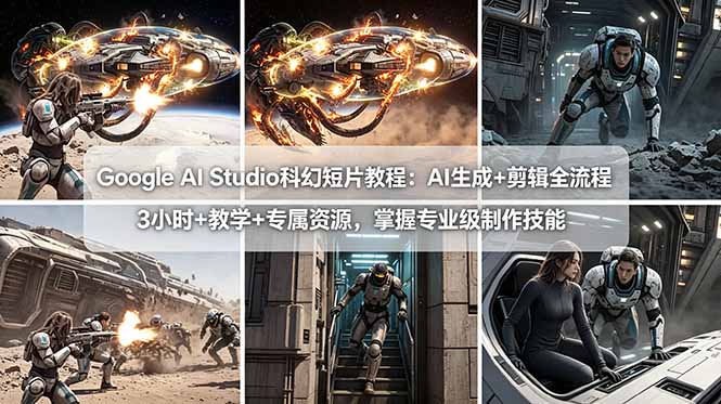 （18173期）Google AI Studio科幻短片教程：AI生成+剪辑全流程，3小时+教学+专属资源，掌握专业级制作技能网创吧-网创项目资源站-副业项目-创业项目-搞钱项目网创吧