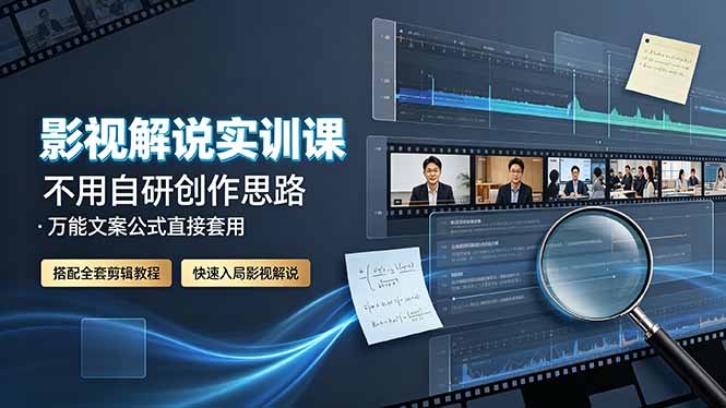 (19183期)影视解说实训课:不用自研创作思路,万能文案公式直接套用,搭配全套剪辑教程,快速入局影视解说网创吧-网创项目资源站-副业项目-创业项目-搞钱项目网创吧