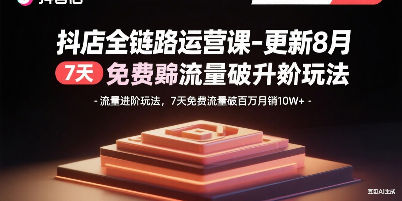 (15918期)抖店全链路运营课-更新8月:流量进阶玩法,7天免费流量破百万月销10W+网创吧-网创项目资源站-副业项目-创业项目-搞钱项目网创吧