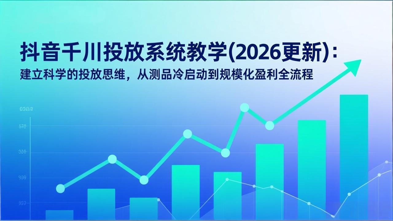 (17314期)抖音千川投放系统教学(2026更新):建立科学的投放思维,从测品冷启动到规模化盈利全流程网创吧-网创项目资源站-副业项目-创业项目-搞钱项目网创吧