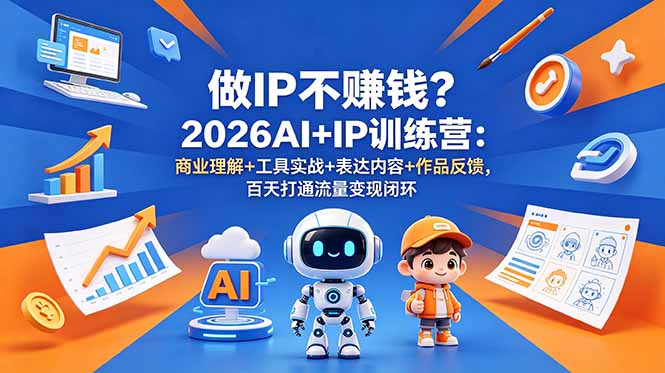 (18839期)做IP不赚钱?2026AI+IP训练营:商业理解+工具实战+表达内容+作品反馈,百天打通流量变现闭环网创吧-网创项目资源站-副业项目-创业项目-搞钱项目网创吧