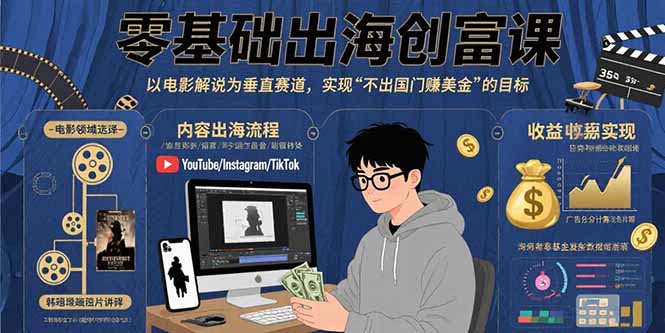(15709期)零基础出海创富课:以电影解说为垂直赛道,实现不出国门赚美金的目标网创吧-网创项目资源站-副业项目-创业项目-搞钱项目网创吧