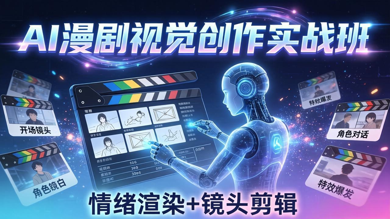 (17874期)AI漫剧视觉导演思维实战班,从脚本到成片全掌握,分镜设计情绪渲染一站学会网创吧-网创项目资源站-副业项目-创业项目-搞钱项目网创吧