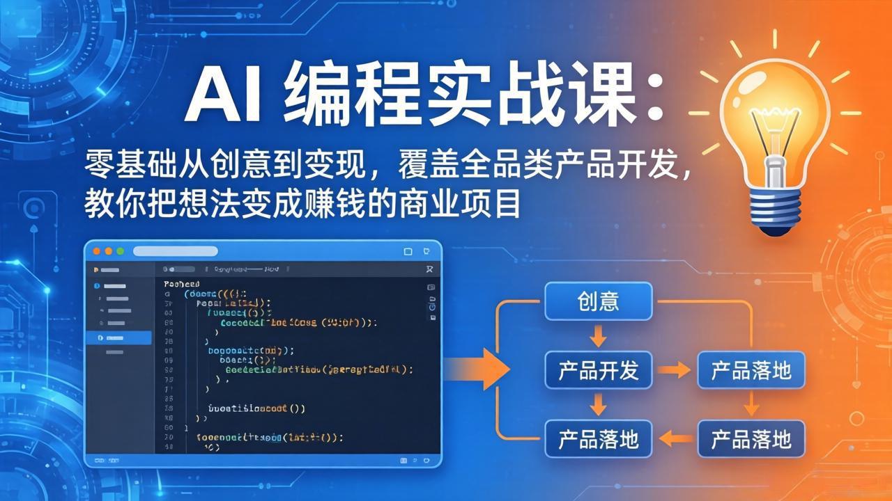 (17780期)AI编程实战课-第三期:零基础从创意到变现,覆盖全品类产品开发,把想法变成赚钱的商业项目网创吧-网创项目资源站-副业项目-创业项目-搞钱项目网创吧