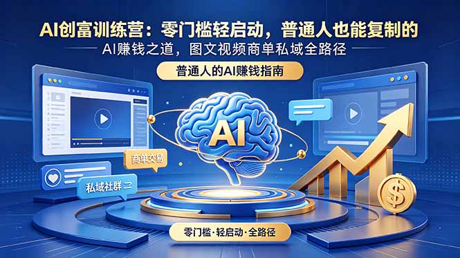 (18911期)AI创富训练营:零门槛轻启动,普通人也能复制的AI赚钱之道,图文视频商单私域全路径网创吧-网创项目资源站-副业项目-创业项目-搞钱项目网创吧
