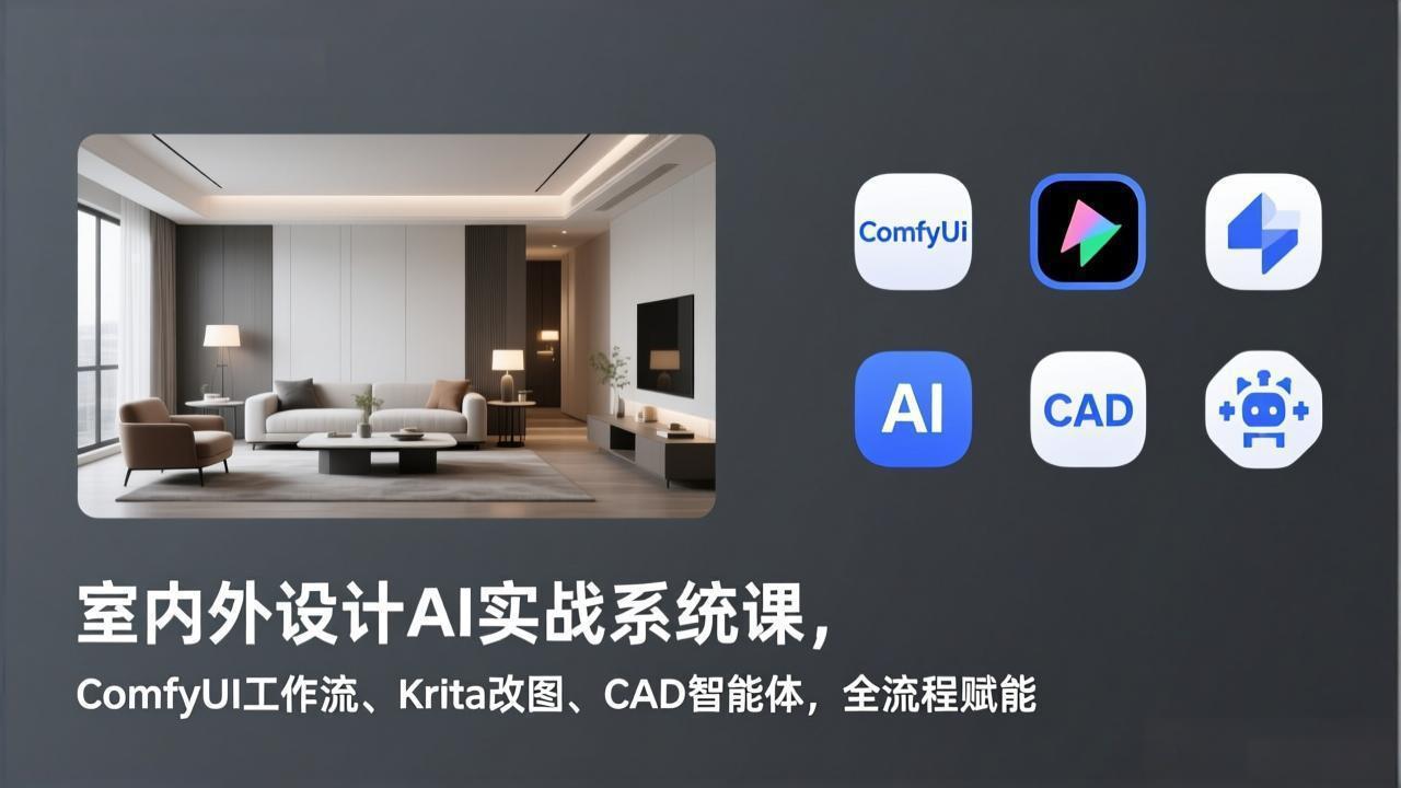 (17371期)室内外设计AI实战系统课,ComfyUI工作流、Krita改图、CAD智能体,全流程赋能网创吧-网创项目资源站-副业项目-创业项目-搞钱项目网创吧