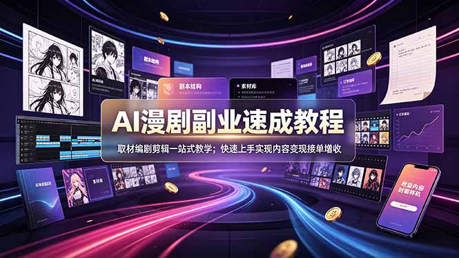 (19157期)AI漫剧副业速成教程,取材编剧剪辑一站式教学;快速上手实现内容变现接单增收网创吧-网创项目资源站-副业项目-创业项目-搞钱项目网创吧
