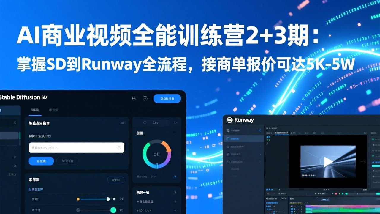 (17235期)AI商业视频全能训练营2+3期:掌握SD到Runway全流程,接商单报价可达5K-5W网创吧-网创项目资源站-副业项目-创业项目-搞钱项目网创吧