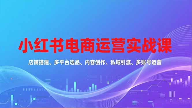 (16695期)小红书电商运营实战课,店铺搭建、多平台选品、内容创作、私域引流、多账号运营等玩法网创吧-网创项目资源站-副业项目-创业项目-搞钱项目网创吧
