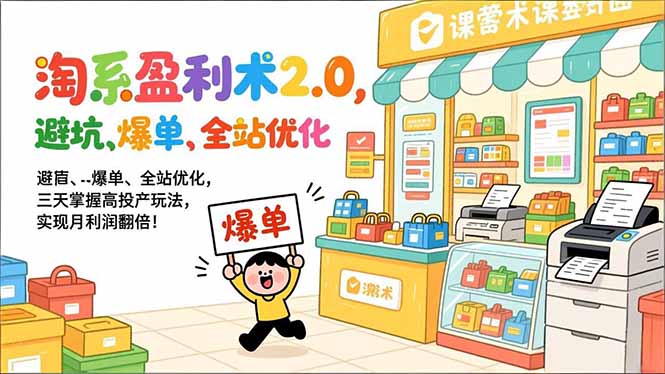 (17127期)淘系盈利术2.0,避坑、爆单、全站优化,三天掌握高投产玩法,实现月利润翻倍!网创吧-网创项目资源站-副业项目-创业项目-搞钱项目网创吧