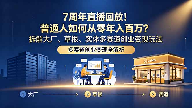 (18894期)7周年直播回放!普通人如何从零年入百万?拆解大厂、草根、实体多赛道创业变现玩法网创吧-网创项目资源站-副业项目-创业项目-搞钱项目网创吧