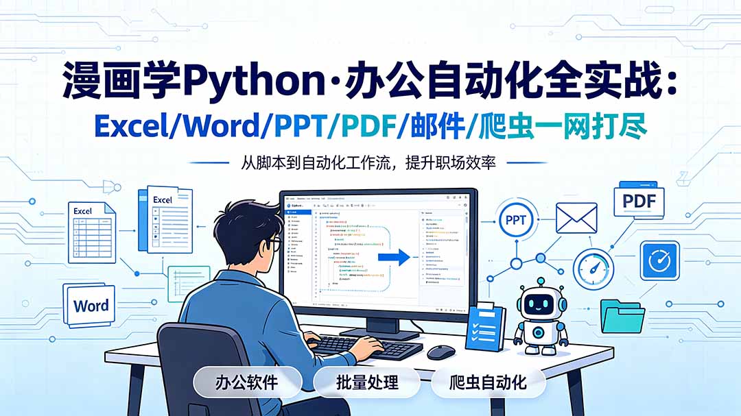 (19270期)漫画学Python·办公自动化全实战:Excel/Word/PPT/PDF/邮件/爬虫一网打尽网创吧-网创项目资源站-副业项目-创业项目-搞钱项目网创吧