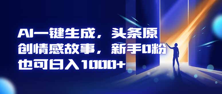 (16581期)AI一键生成,头条原创情感故事,新手0粉也可日入1000+网创吧-网创项目资源站-副业项目-创业项目-搞钱项目网创吧