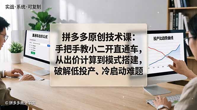 (18159期)拼多多原创技术课:手把手教小二开直通车,从出价计算到模式搭建,破解低投产、冷启动难题网创吧-网创项目资源站-副业项目-创业项目-搞钱项目网创吧
