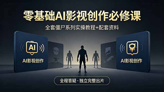 (18185期)零基础AI影视创作必修课,全套僵尸系列实操教程加配套资料,全程答疑带你独立完整出片网创吧-网创项目资源站-副业项目-创业项目-搞钱项目网创吧