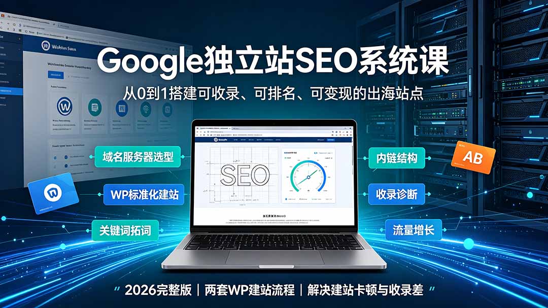 (19426期)Google独立站SEO-7月系统课:出海基建×WordPress建站×AI内容生产×站内外优化×Search Console×AdSense变现网创吧-网创项目资源站-副业项目-创业项目-搞钱项目网创吧