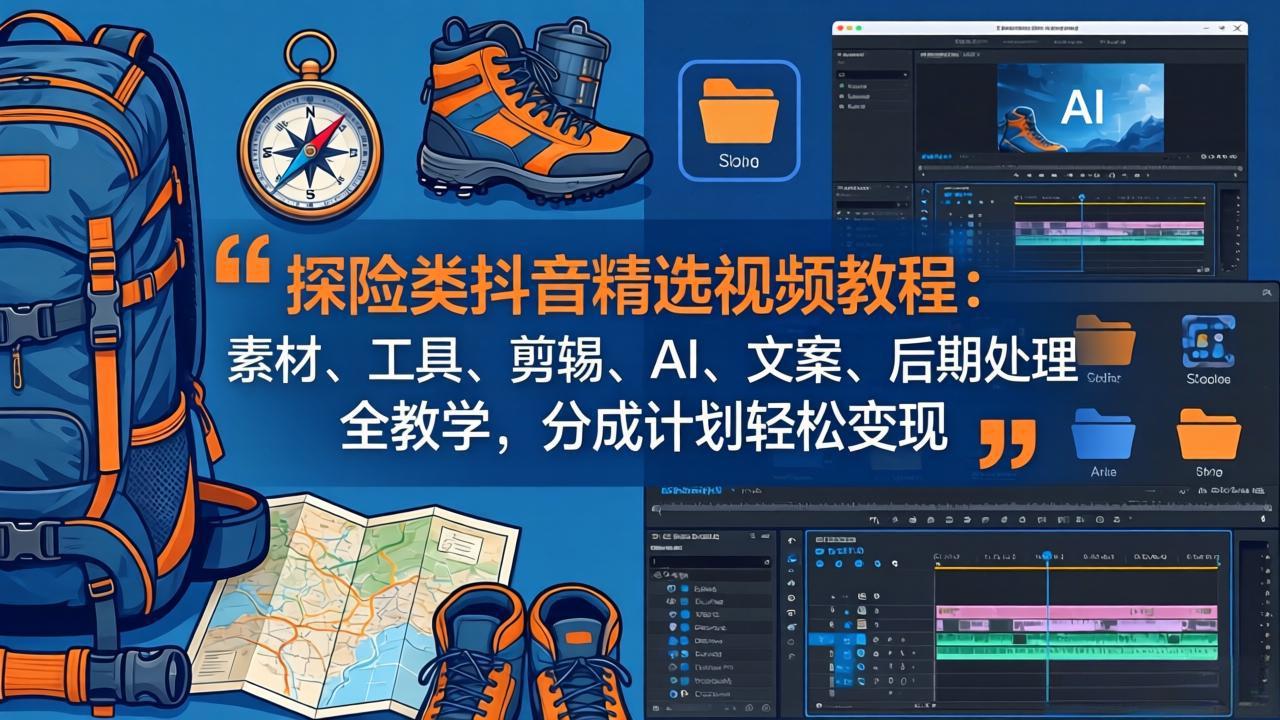 (17994期)探险类抖音精选视频教程:素材、工具、剪辑、AI、文案、后期处理全教学,分成计划轻松变现网创吧-网创项目资源站-副业项目-创业项目-搞钱项目网创吧