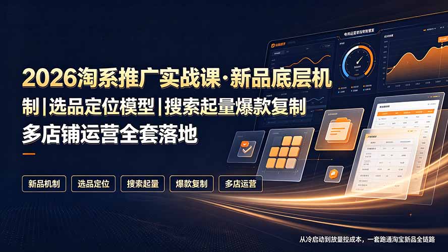 (19272期)2026淘系推广实战课·新品底层机制|选品定位模型|搜索起量爆款复制多店铺运营全套落地教程网创吧-网创项目资源站-副业项目-创业项目-搞钱项目网创吧