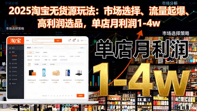 (16445期)2025淘宝无货源玩法:市场选择、流量起爆、高利润选品,单店月利润1-4w网创吧-网创项目资源站-副业项目-创业项目-搞钱项目网创吧