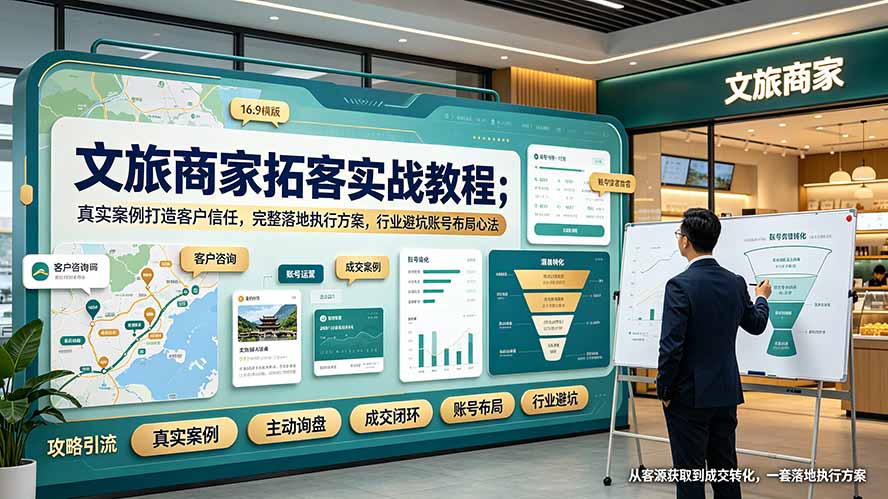 (19273期)文旅商家拓客实战教程;真实案例打造客户信任,完整落地执行方案,行业避坑账号布局心法网创吧-网创项目资源站-副业项目-创业项目-搞钱项目网创吧