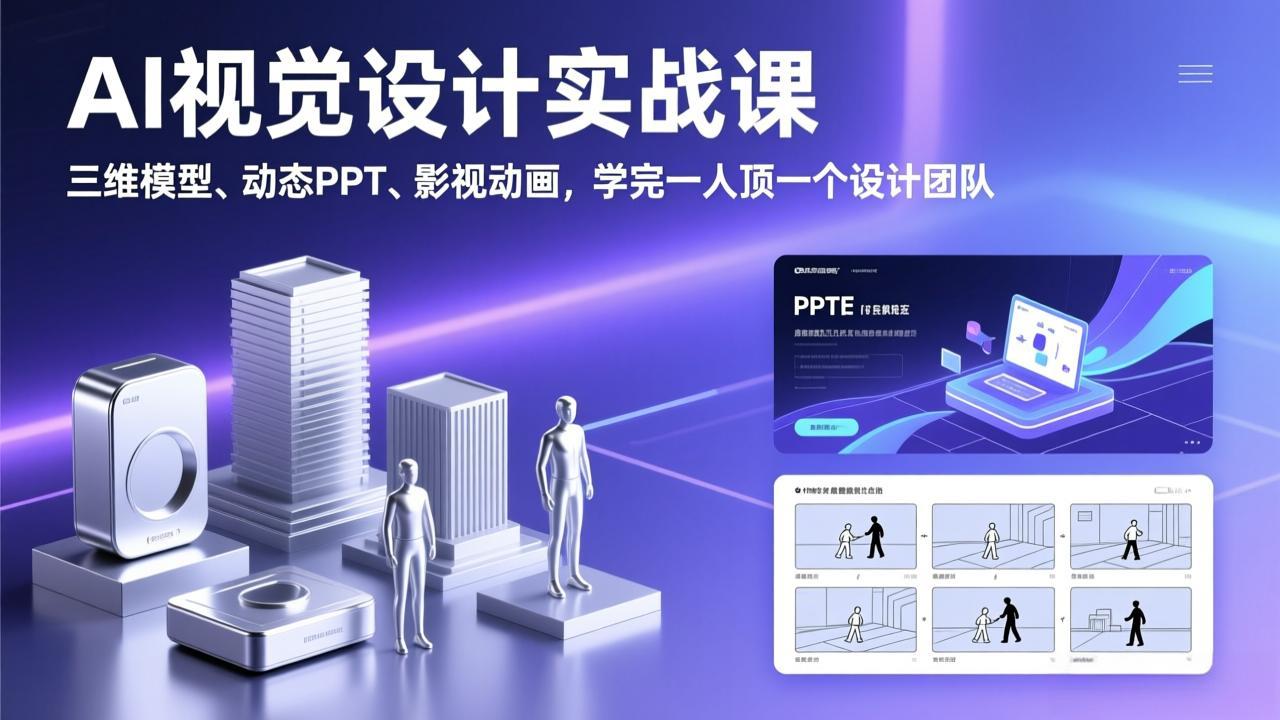 (17407期)AI视觉设计实战课,三维模型、动态PPT、影视动画,学完一人顶一个设计团队网创吧-网创项目资源站-副业项目-创业项目-搞钱项目网创吧
