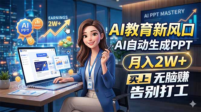 (18330期)AI教育新风口,AI自动生成PPT,月入2W+,无脑赚,告别打工网创吧-网创项目资源站-副业项目-创业项目-搞钱项目网创吧