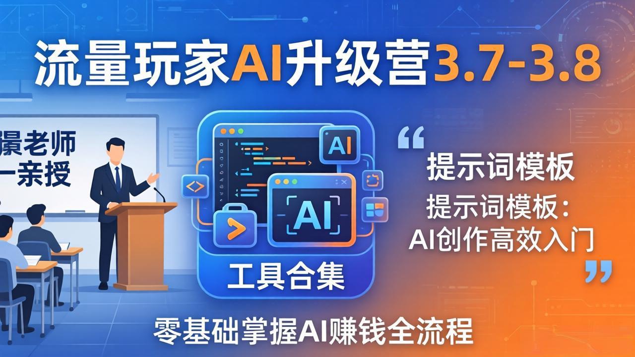 (18022期)流量玩家AI升级营3.7-3.8全套资料:多老师亲授+工具合集+提示词模板,零基础掌握AI赚钱全流程网创吧-网创项目资源站-副业项目-创业项目-搞钱项目网创吧