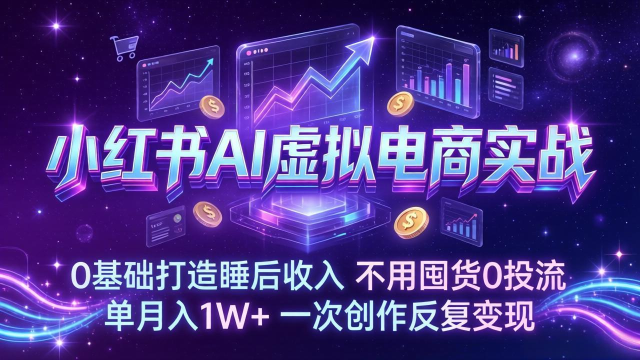 (17607期)小红书AI虚拟电商实战:0基础打造睡后收入,不用囤货0投流,单月入1W+,一次创作反复变现网创吧-网创项目资源站-副业项目-创业项目-搞钱项目网创吧