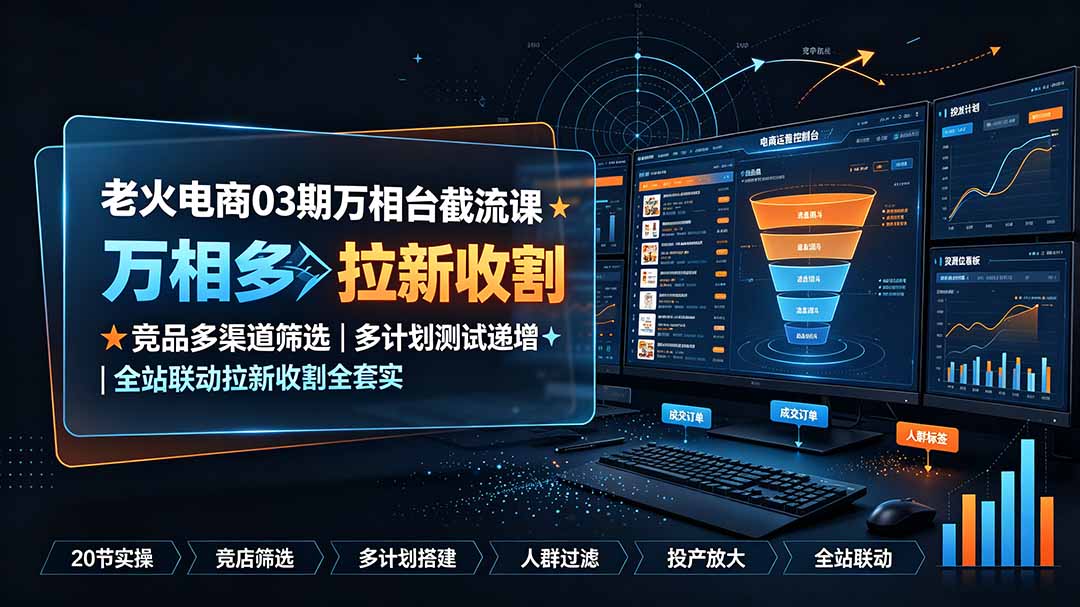 （19431期）老火电商03期万相台截流课：竞品多渠道筛选｜多计划测试递增｜全站联动拉新收割全套实操教学网创吧-网创项目资源站-副业项目-创业项目-搞钱项目网创吧