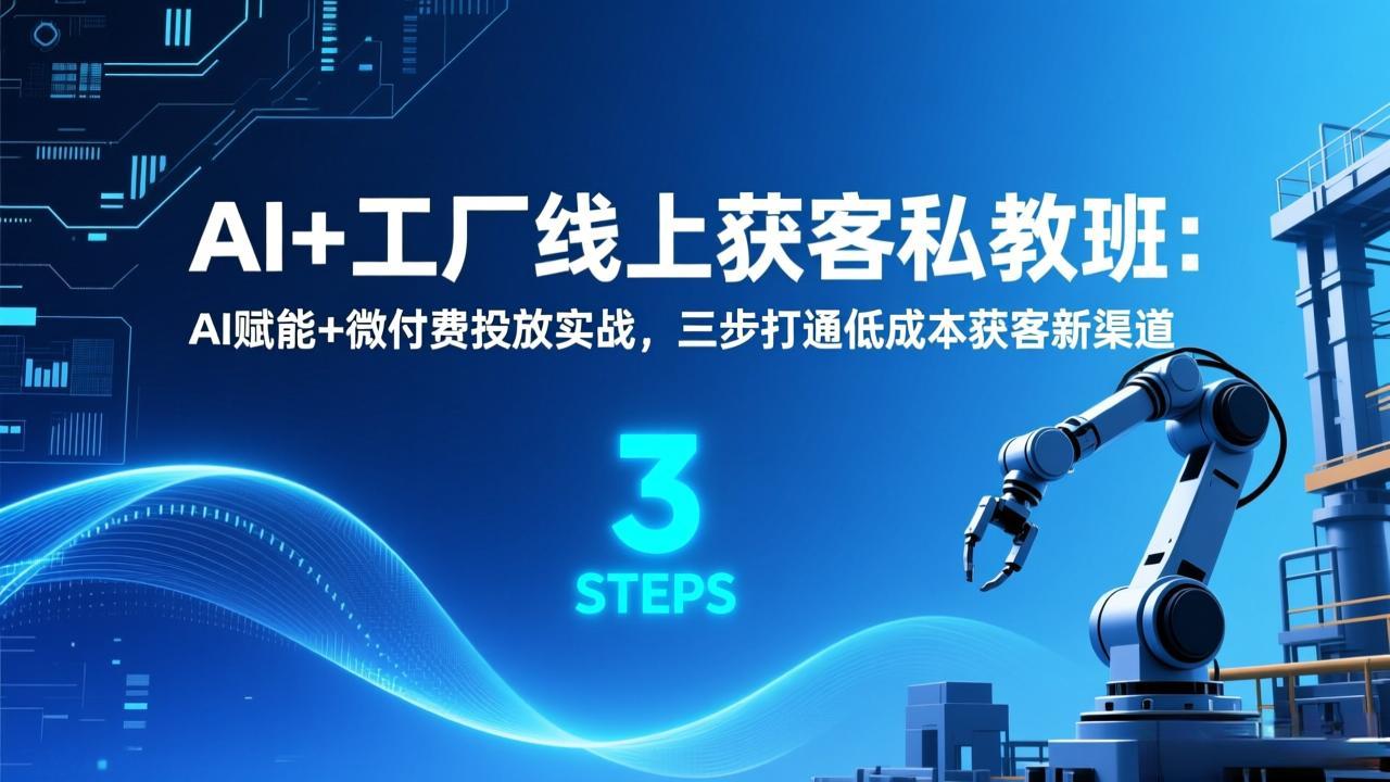 (17175期)AI+工厂线上获客私教班:AI赋能+微付费投放实战,三步打通低成本获客新渠道网创吧-网创项目资源站-副业项目-创业项目-搞钱项目网创吧