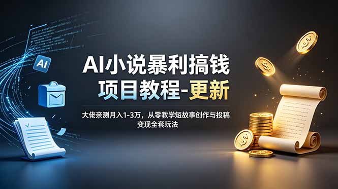 (19293期)AI小说暴利搞钱项目教程-更新,大佬亲测月入1-3万,从零教学短故事创作与投稿变现全套玩法网创吧-网创项目资源站-副业项目-创业项目-搞钱项目网创吧