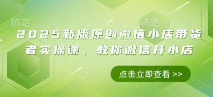 2025新版原创微信小店带货者实操课,教你微信开小店网创吧-网创项目资源站-副业项目-创业项目-搞钱项目网创吧
