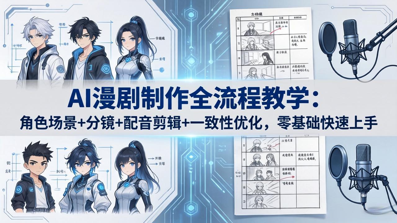 （18090期）AI漫剧制作全流程教学：角色场景+分镜+配音剪辑+一致性优化，零基础快速上手网创吧-网创项目资源站-副业项目-创业项目-搞钱项目网创吧